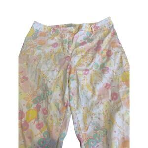 Talbots Pants Crop Ankle‎ Capris Large Pastel Art Watercolor Floral 10 32